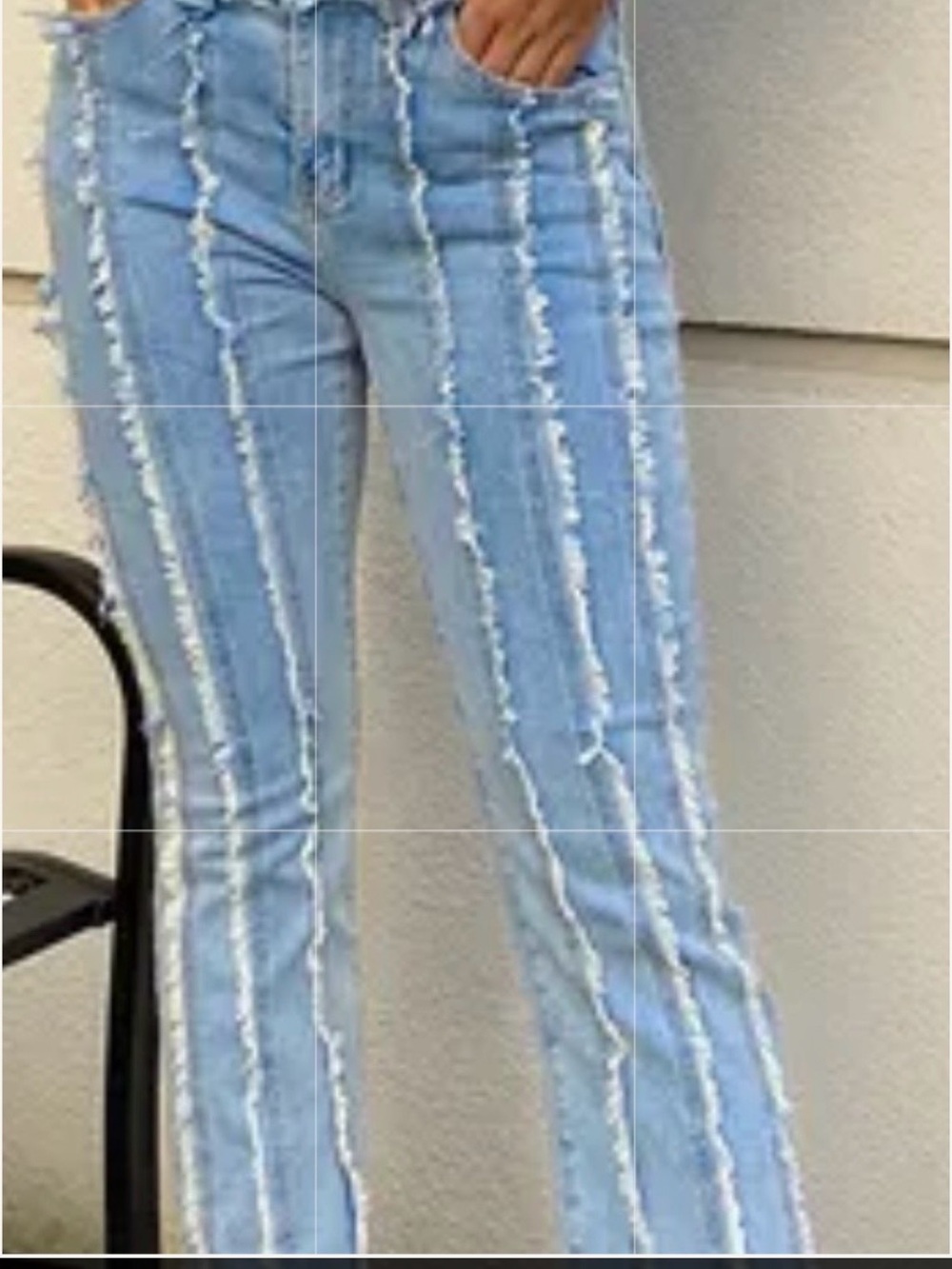 FLAMINGO BLUE FRAYED SEA FLARE JEANS